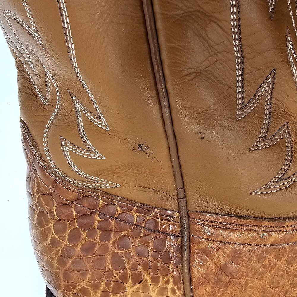 Vintage Preban Exotic Justin Womens 8AA Honey Brown Cowboy Western Boots Cowgirl - Picture 16 of 16